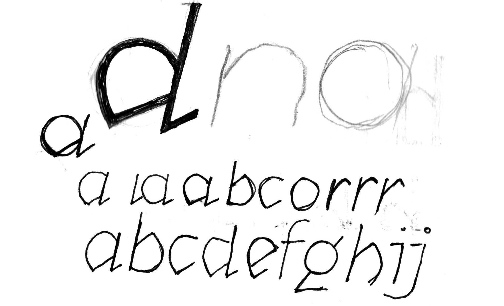 Manual sketches of letters